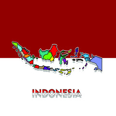Obraz premium indonesian independence day, indonesia map Cartoon Vector Icon Illustration. Science Technology Icon Concept Isolated Premium Vector. Flat Cartoon Style