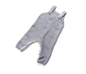 Stylish baby clothes on white background