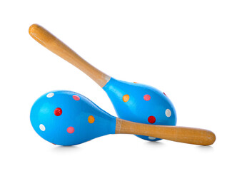 Mexican maracas on white background