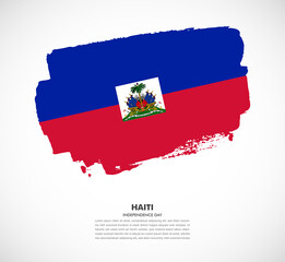 Hand drawn brush flag of Haiti on white background. Independence day of Haiti brush illustration