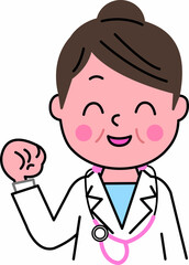 お医者さん女性ガッツポーズ
