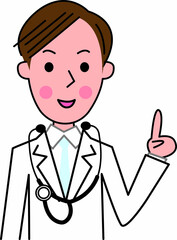 若い男性のお医者さん指差し