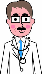 説明する眼鏡のお医者さん男性