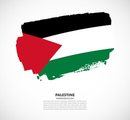 Hand drawn brush flag of Palestine on white background. Independence day of Palestine brush illustration