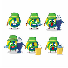 A fisherman volleyball cartoon picture catch a big fish