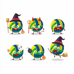 Halloween expression emoticons with cartoon character of volleyball
