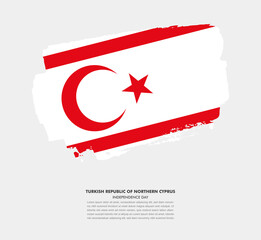 Hand drawn brush flag of Turkish Republic of Northern Cyprus on white background. Independence day brush illustration