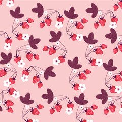 Fototapeta premium Seamless Nature Pattern With Strawberries.