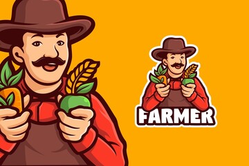 Farmer Man Cartoon Logo Template