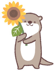 カワウソとひまわり