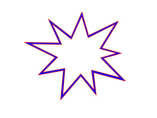 赤いフチどりの青い線のギザギザに尖ったフレーム－吹き出し
