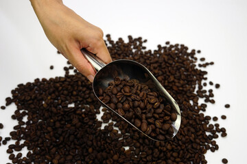 Coffee beans with spoon