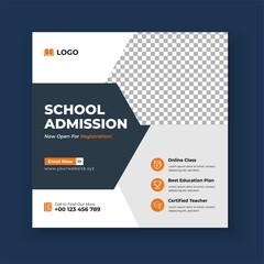 School Admission Social Media Post Design, Back to School Social Media Post Template