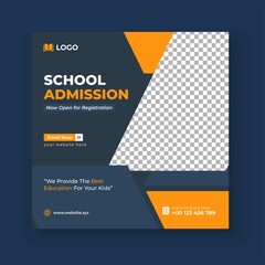 School Admission Social Media Post Design, Back to School Social Media Post Template