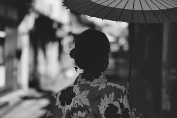 金沢 東茶屋町と着物姿の女性