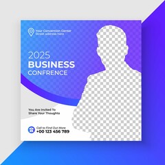 Business annual conference social media post and web banner template, Business event conference social media
