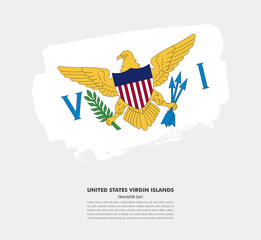 Hand drawn brush flag of United States Virgin Islands on white background. Transfer day brush illustration