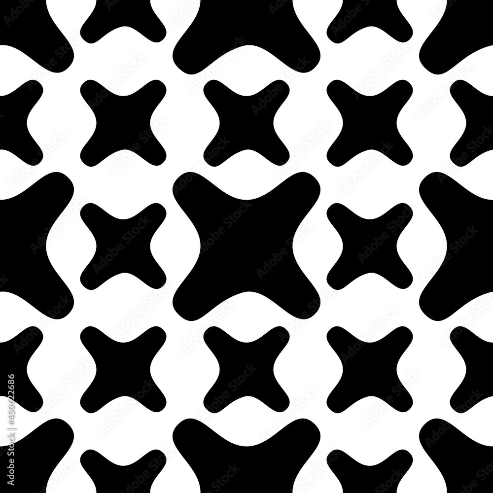 Aufkleber black simple shapes. rounded and four ray shapes minimal ornament.