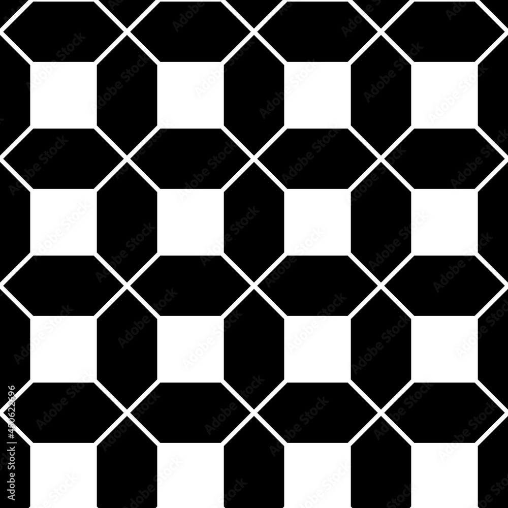Poster Repeated monochrome pattern. Vector seamless octagons with white square in center.