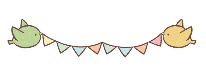 小鳥と複数の三角旗3