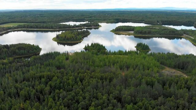 4K Drone Video of Chena Lake Recreation Areas and Campground near North Pole, Alaska