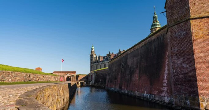 Time Lapse from Kronborg Castle in Helsingor Denmark seen from the surrounding wall