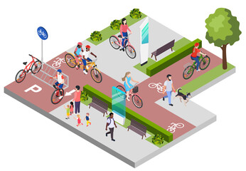 City Cycling Isometric Composition © Macrovector
