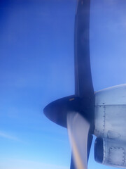 Twin Propeller Plane Twin Turboprop flying in the sky © Darr.di