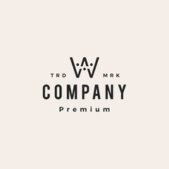 w letter people team family hipster vintage logo vector icon illustration