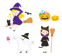 可愛いハロウィーンのイラストセット