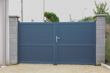 grey high aluminum modern gate home portal of suburb city house