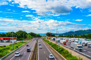 Foto op Plexiglas 高速道路の俯瞰写真と青空 © beeboys