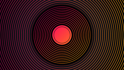 Luxury circle dimension layers with gradient orange and pink line decoration background. Modern futuristic background . Design for presentation, banner, cover, web, flyer, card, poster, and wallpaper.
