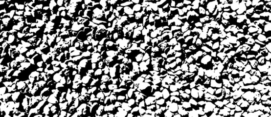 Gravel field texture. Grunge black and white background.