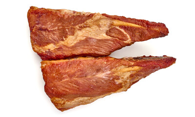 Smoked ribs, isolated on white background. High resolution image.