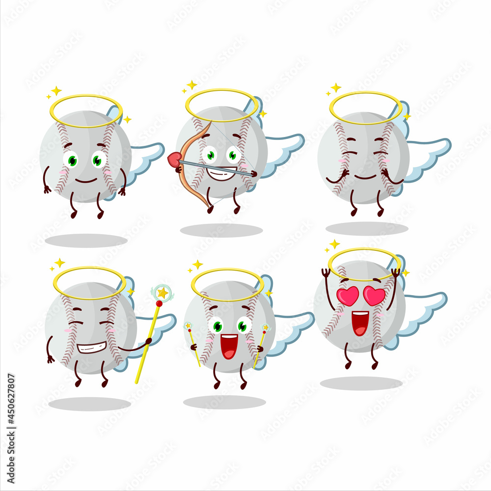 Sticker Baseball cartoon designs as a cute angel character