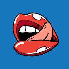 Pop art lips sticker vector