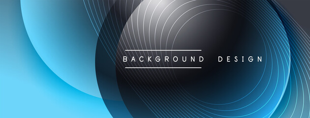 Gradient circles with shadows. Vector techno abstract background. Modern overlapping forms wallpaper background, design template