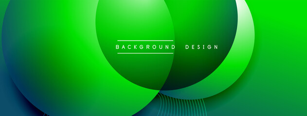 Obraz premium Gradient circles with shadows. Vector techno abstract background. Modern overlapping forms wallpaper background, design template