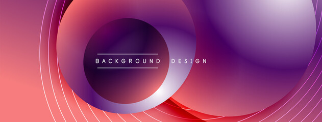 Gradient circles with shadows. Vector techno abstract background. Modern overlapping forms wallpaper background, design template