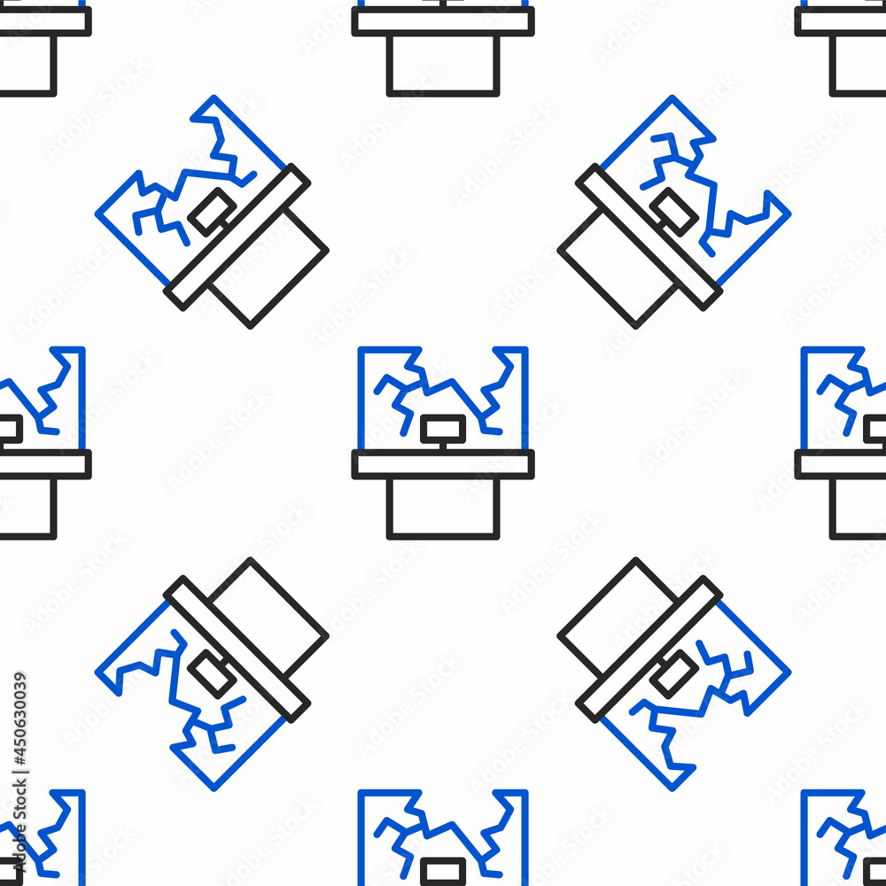 Poster line broken window icon isolated seamless pattern on white background. damaged window. beaten window