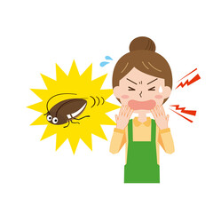 ゴキブリに驚く女性