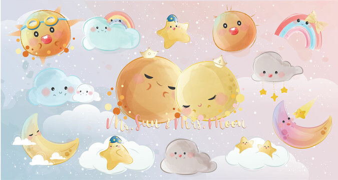 Fototapeta Cute Sky Objects Collections