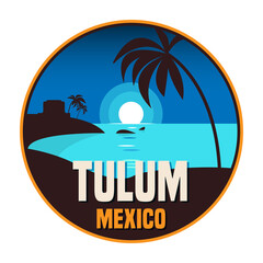 Abstract emblem with the name of Tulum, Mexico