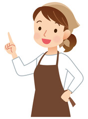 エプロンをつけた女性　店員　表情ポーズ