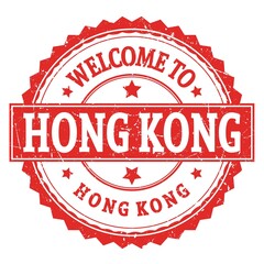 WELCOME TO HONG KONG - HONG KONG, words written on red stamp