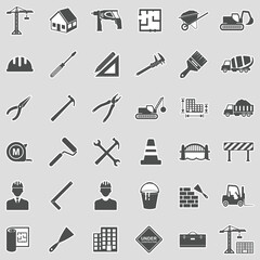 Fototapeta premium Builder Icons. Sticker Design. Vector Illustration.