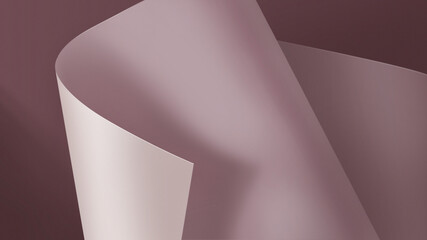 Abstract geometric background 3D-illustration of paper waves and curls
