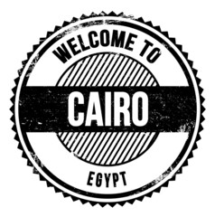 WELCOME TO CAIRO - EGYPT, words written on black stamp