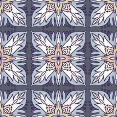 Modern seamless stylized design with abstract calligraphic lines in flower shape